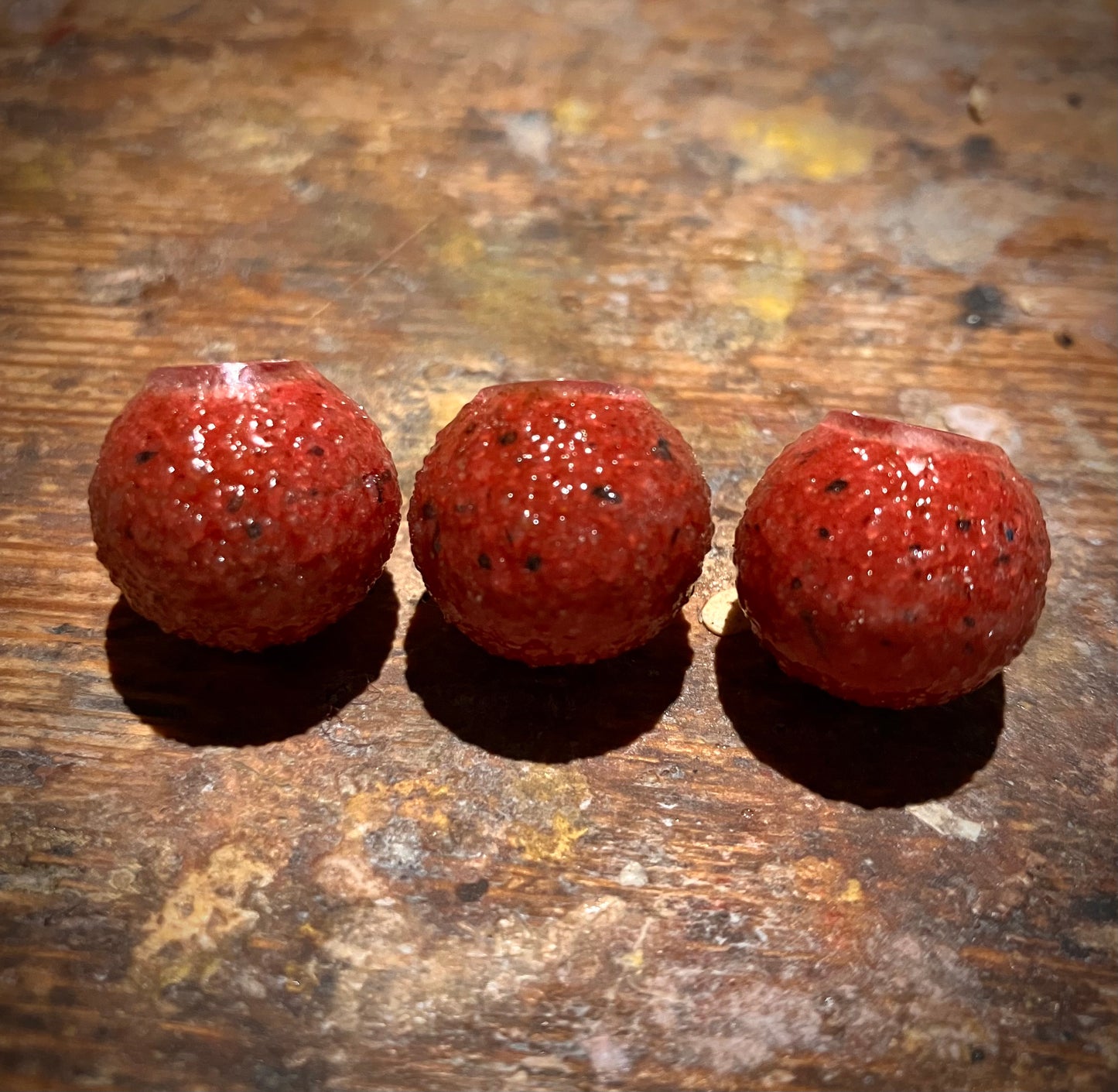 3x Red with hook ring swivels