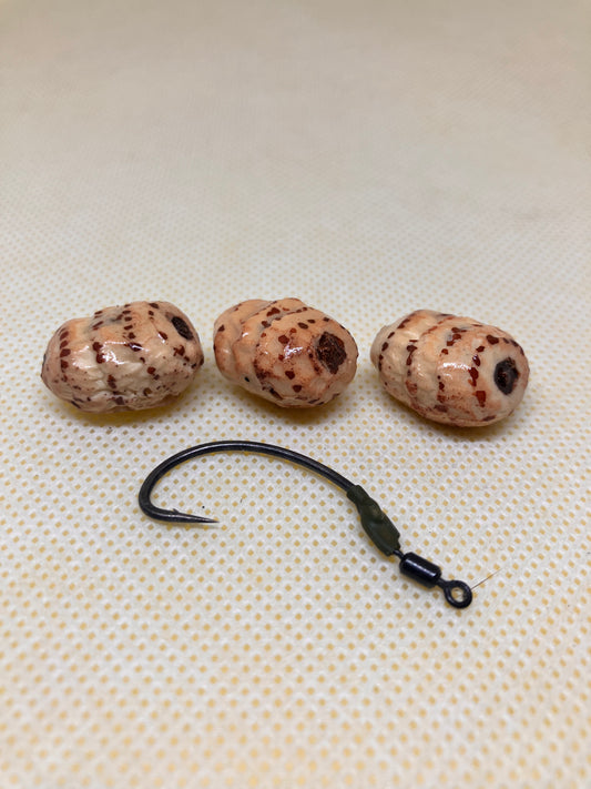 3x single tiger nuts 18x12mm on hook ring swivels *read description*
